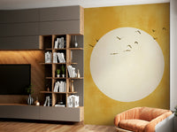 Features bright, radiant light and warm colors .
