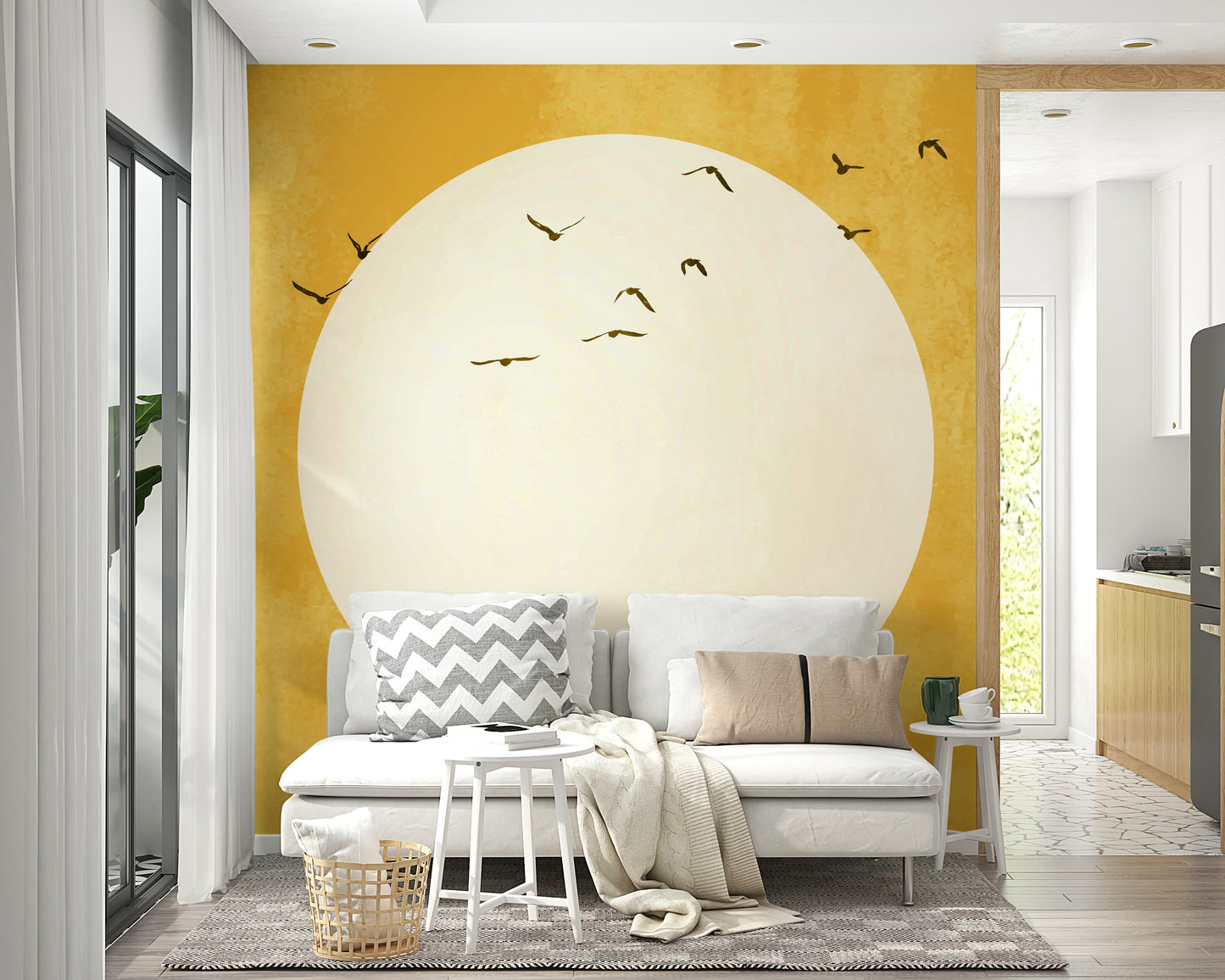 The design evokes the feeling of constant sunshine or a perpetually bright day.
