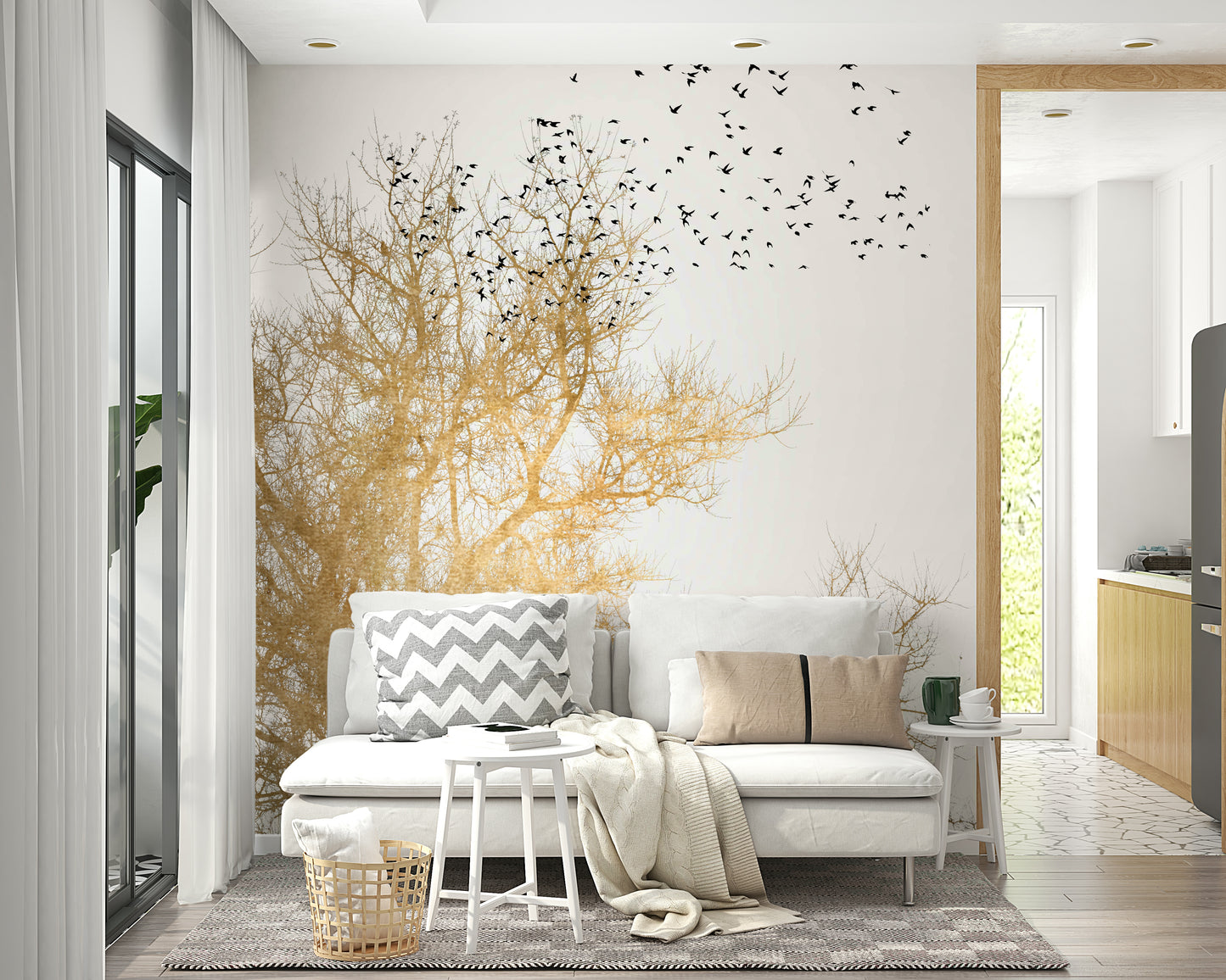 Features a sky scene at dawn or dusk, filled with golden and warm tones.
