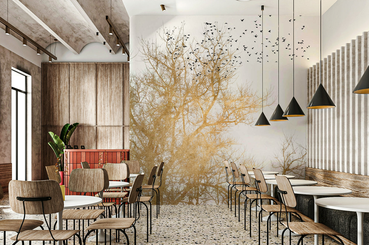 The design captures the radiant glow of sunlight, possibly with soft clouds or abstract light patterns.
