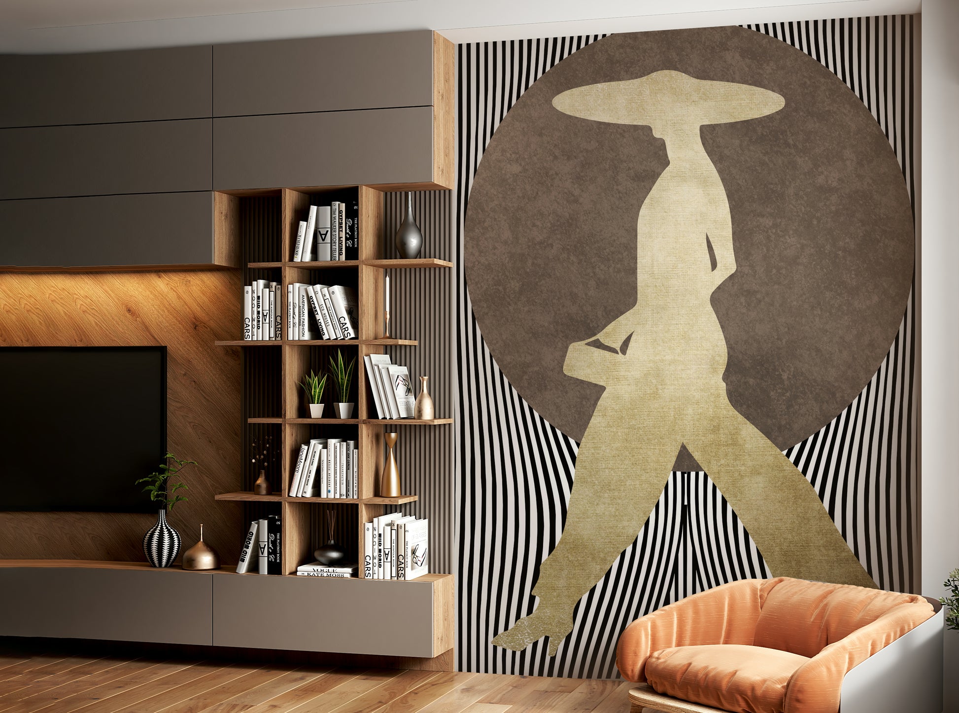 The color palette is typically high-contrast, monochrome (e.g., black and white), or features a limited, bold range of colors.
