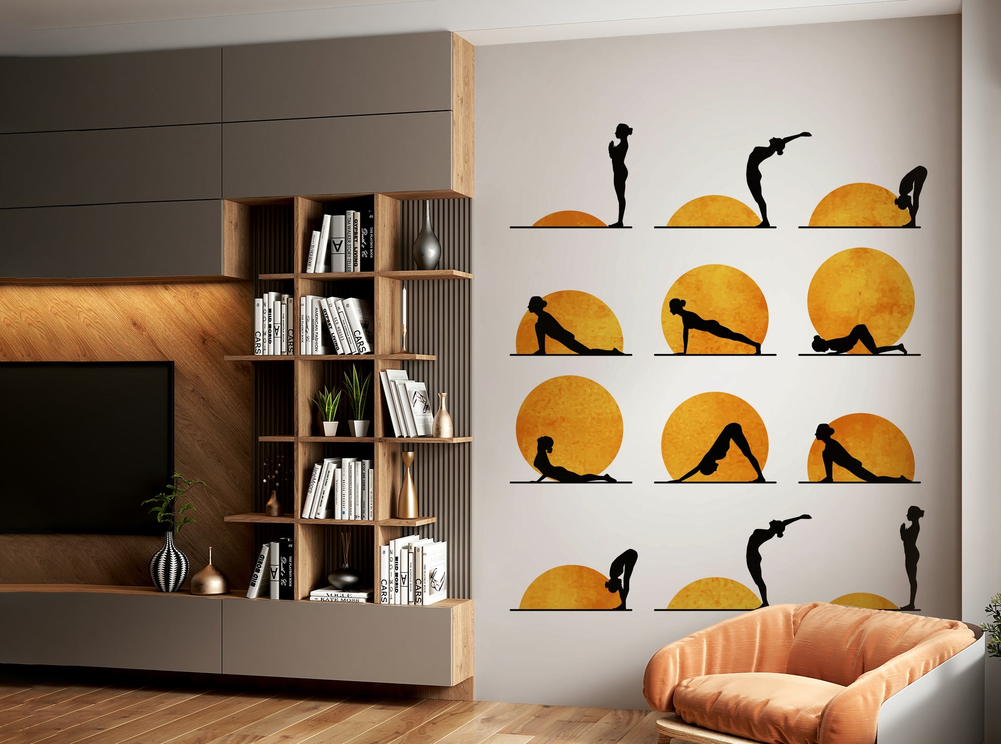 Colors are typically calming and natural, such as warm golds, soft creams, or gentle earth tones.
