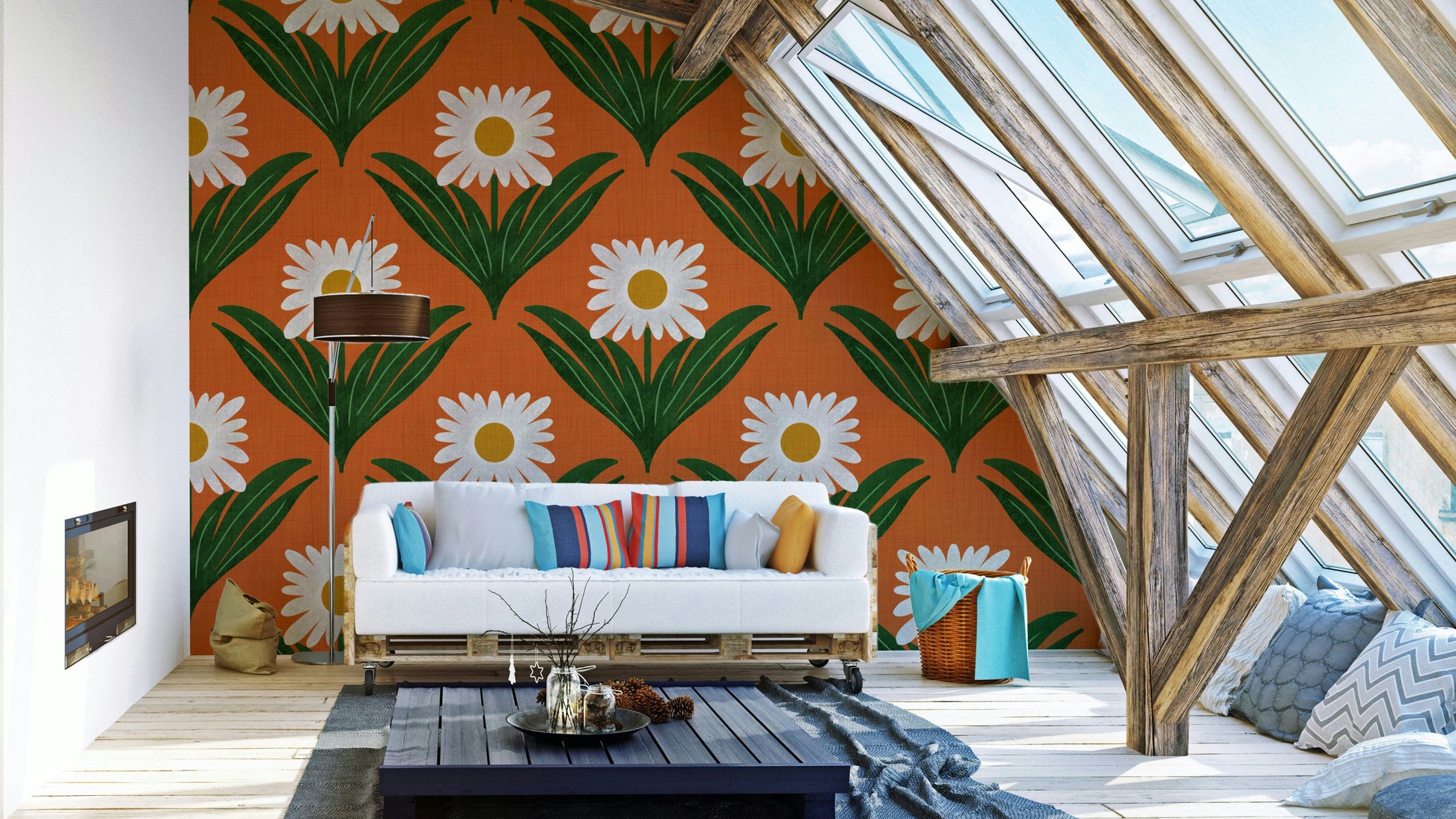 The design has a distinct 1970s or "mod" aesthetic.
