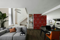 A sophisticated and dynamic floral wallpaper pattern.
