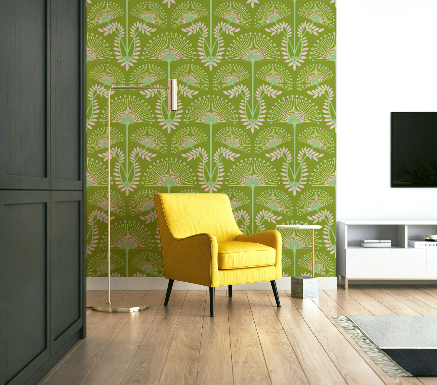 A luxurious and intricate floral wallpaper pattern.
