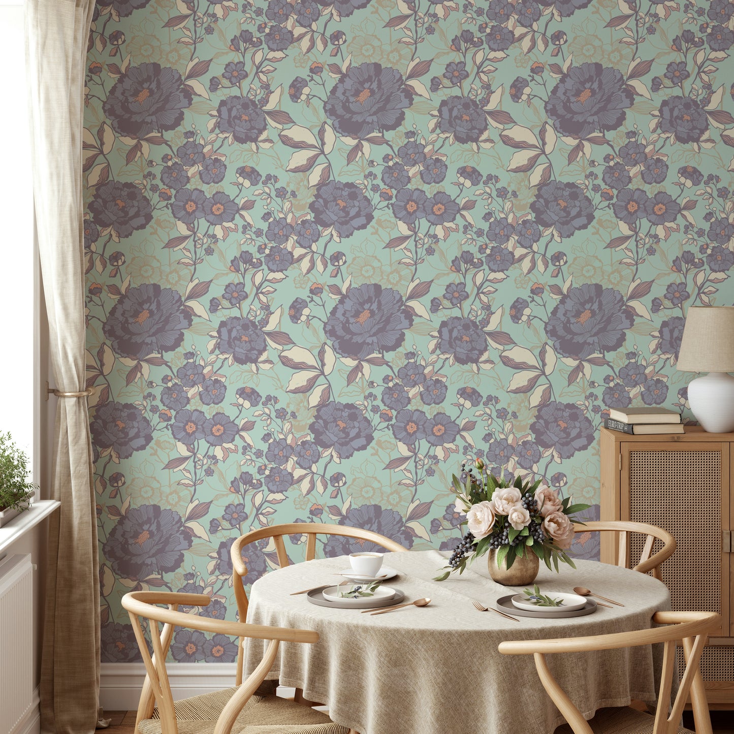 Serene Floral Etch Wallpaper.

