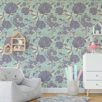 Full view of the wallpaper on a wall.

