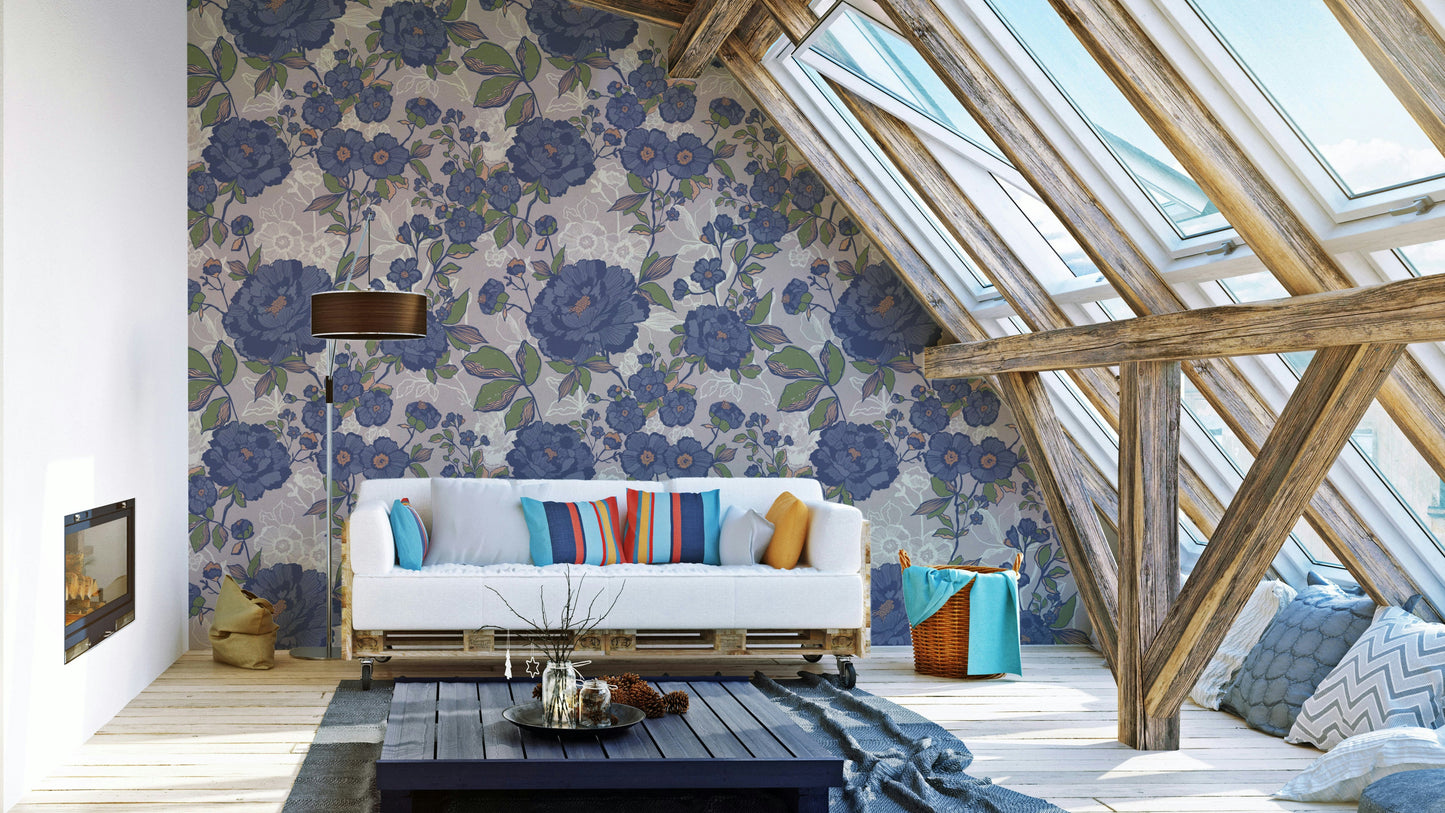 Vintage Bloom Floral Wallpaper.

