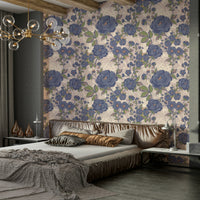 Full view of the wallpaper on a wall.

