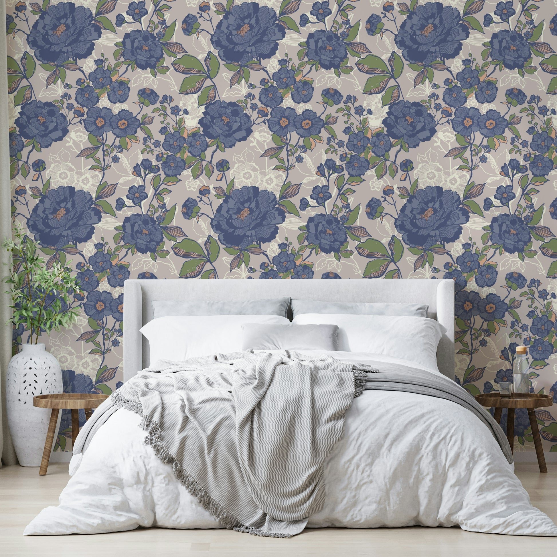 Vintage bloom mural for an accent wall.

