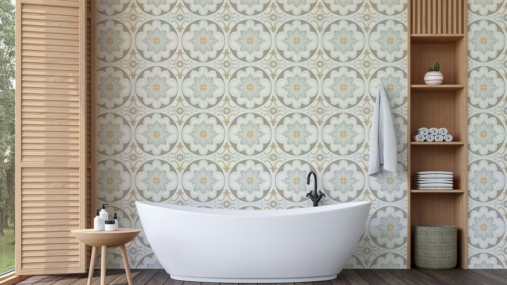 Wallpaper with a modern industrial style.

