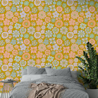Hand Drawn Garden Flowers wallpaper for a modern bedroom.

