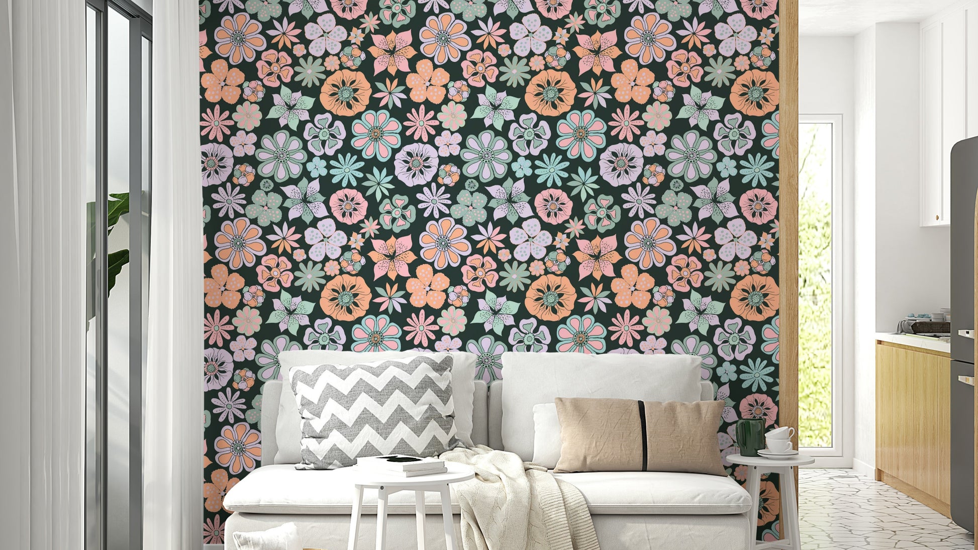 Wallpaper with a mix of vibrant and muted colors.


