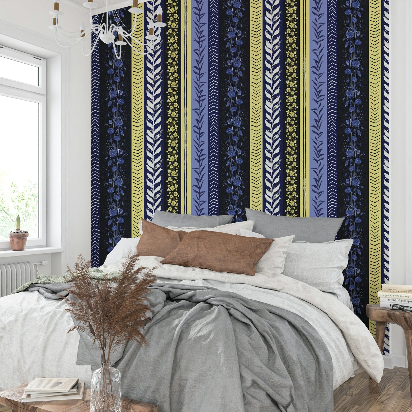 Design with a blend of light blue, yellow, and dark backgrounds.

