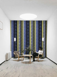 Wallpaper with a mix of natural and contemporary motifs.

