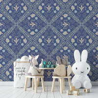 artistic floral design with a deep blue background

