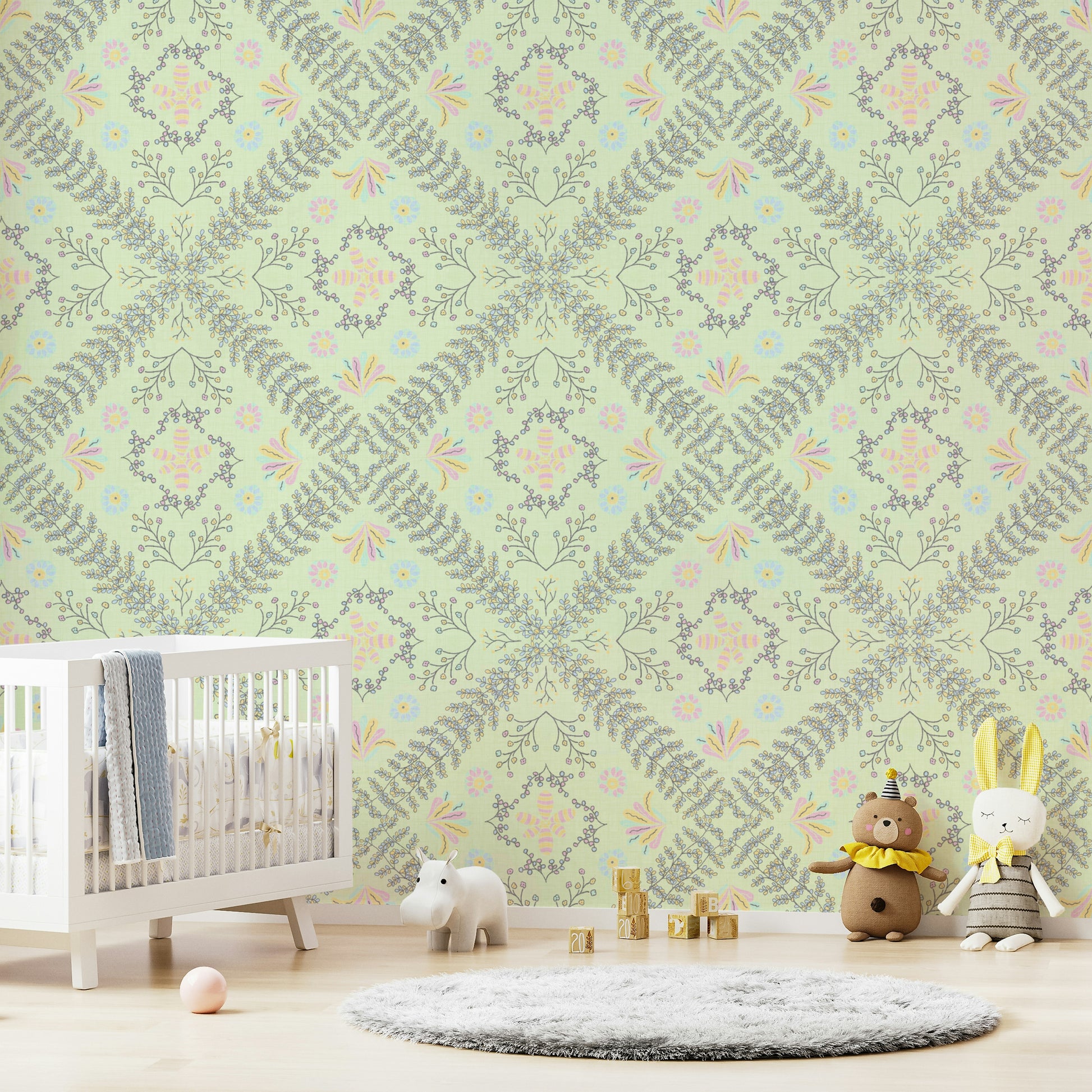 artistic floral design with a sage green background

