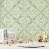 artistic floral design with a sage green background

