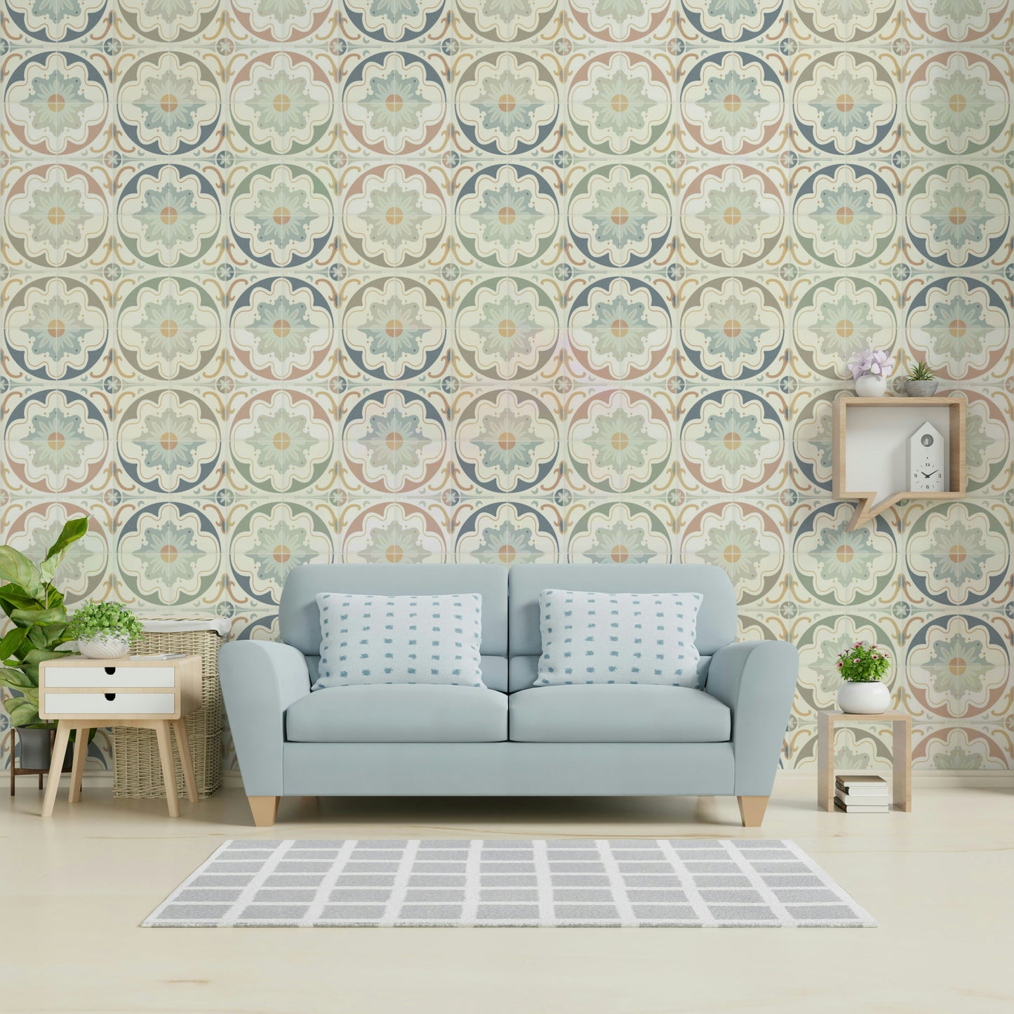 aged cement tile backsplashes mixed colors wallpaper

