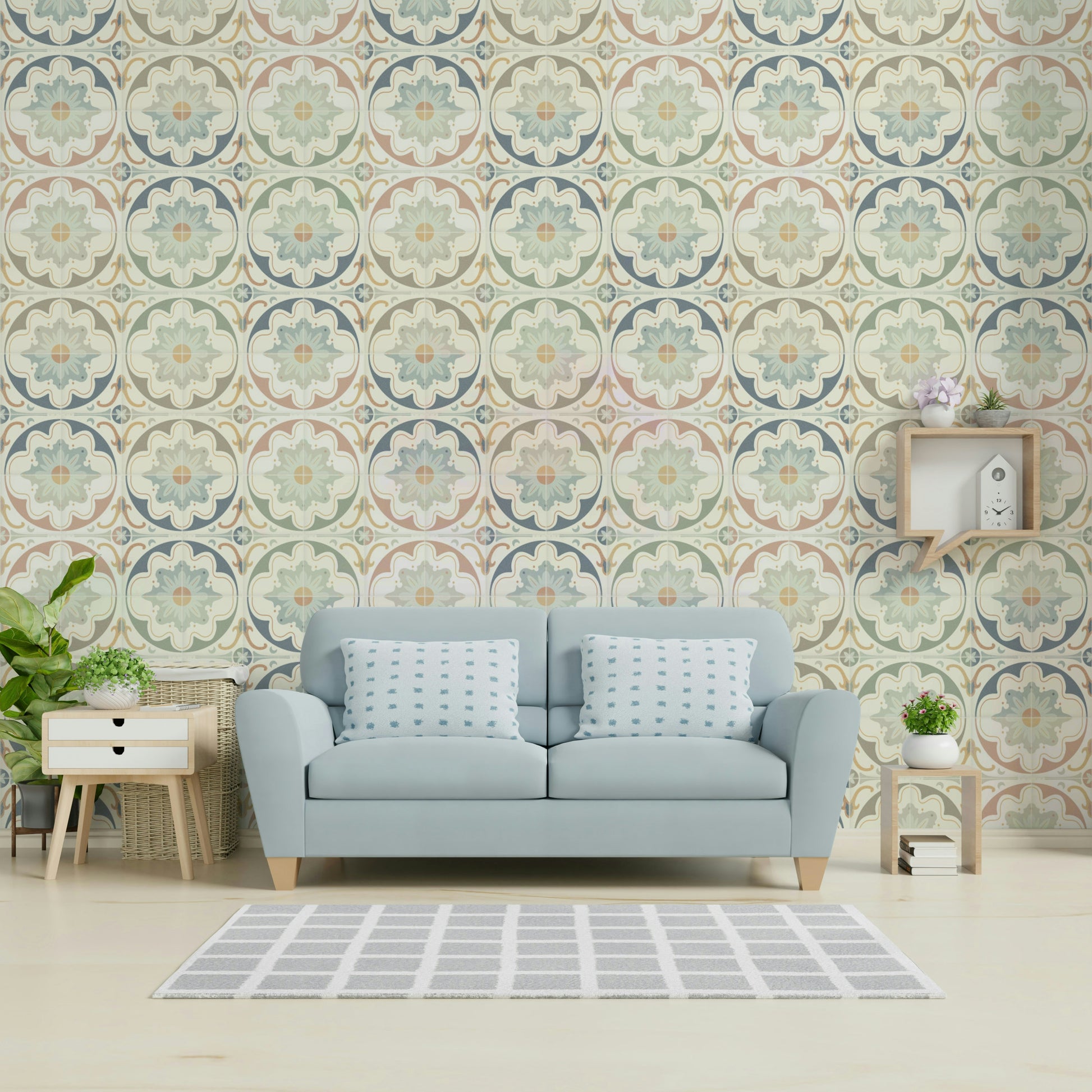 aged cement tile backsplashes mixed colors wallpaper


