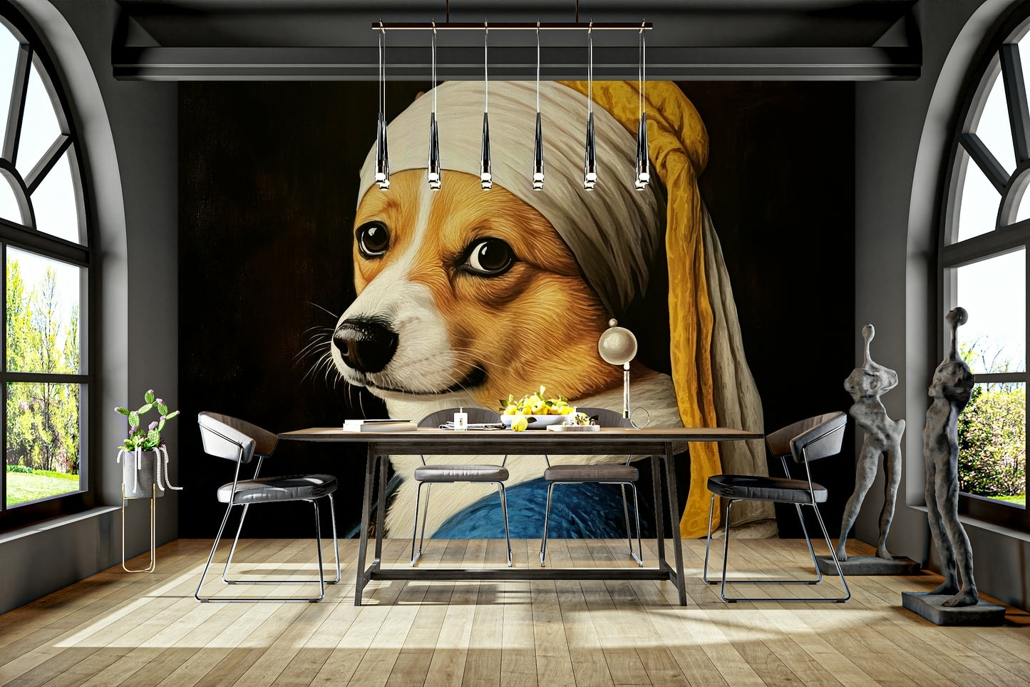 vermeer adaptation with a corgi

