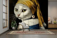 vermeer adaptation with a white cat

