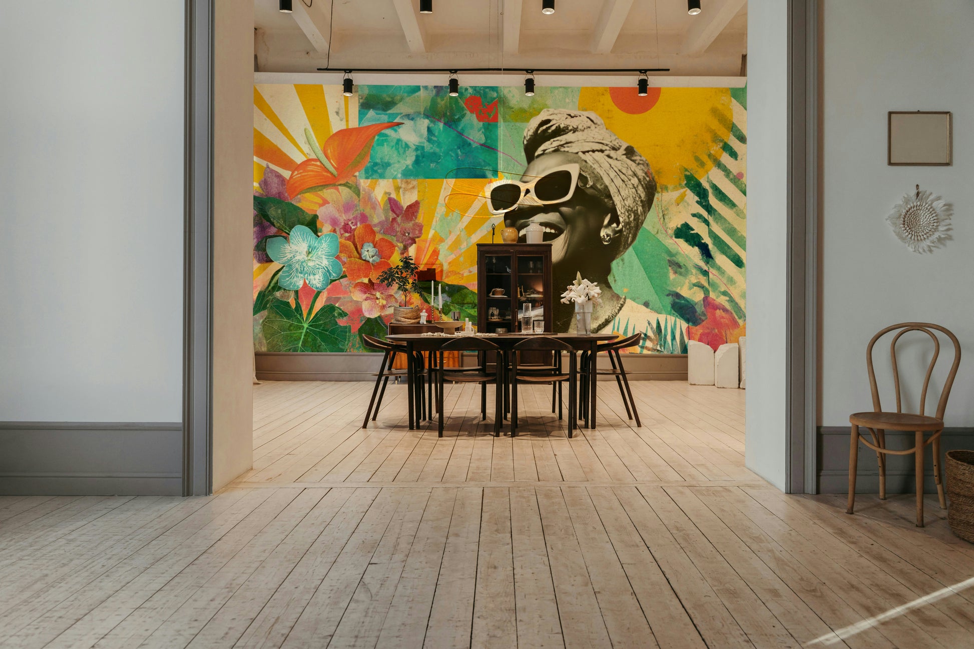 a painting of a smiling woman

