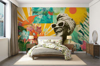 portrait of a happy woman with flowers

