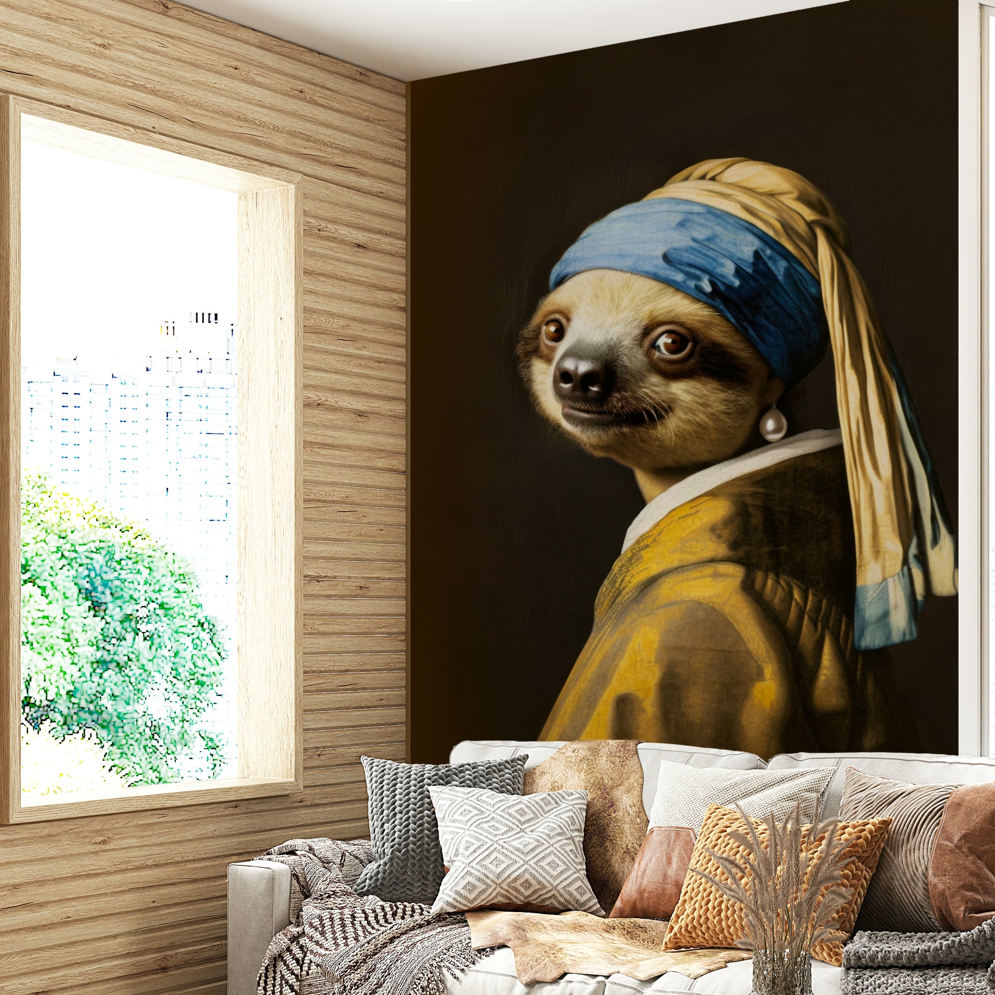 The Sloth with the Pearl Earring Wall Mural


