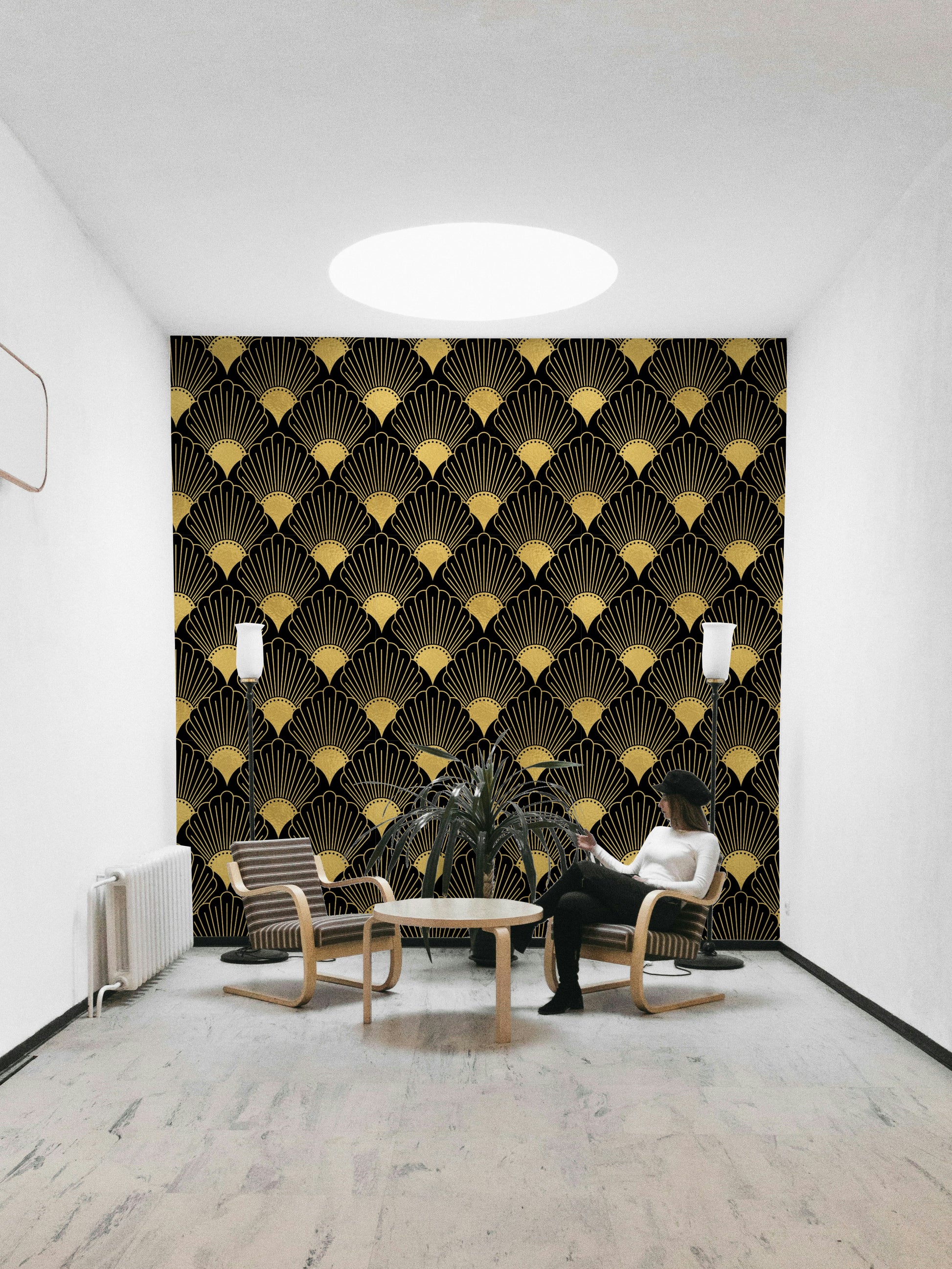 a painting of a vintage geometric pattern

