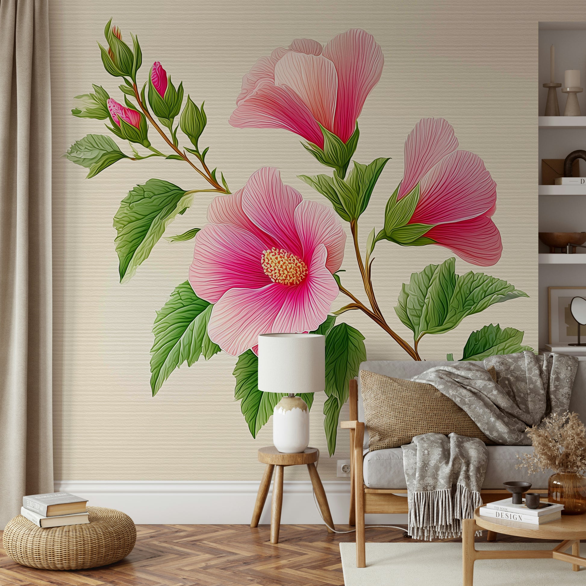 a tropical wallpaper with hibiscus

