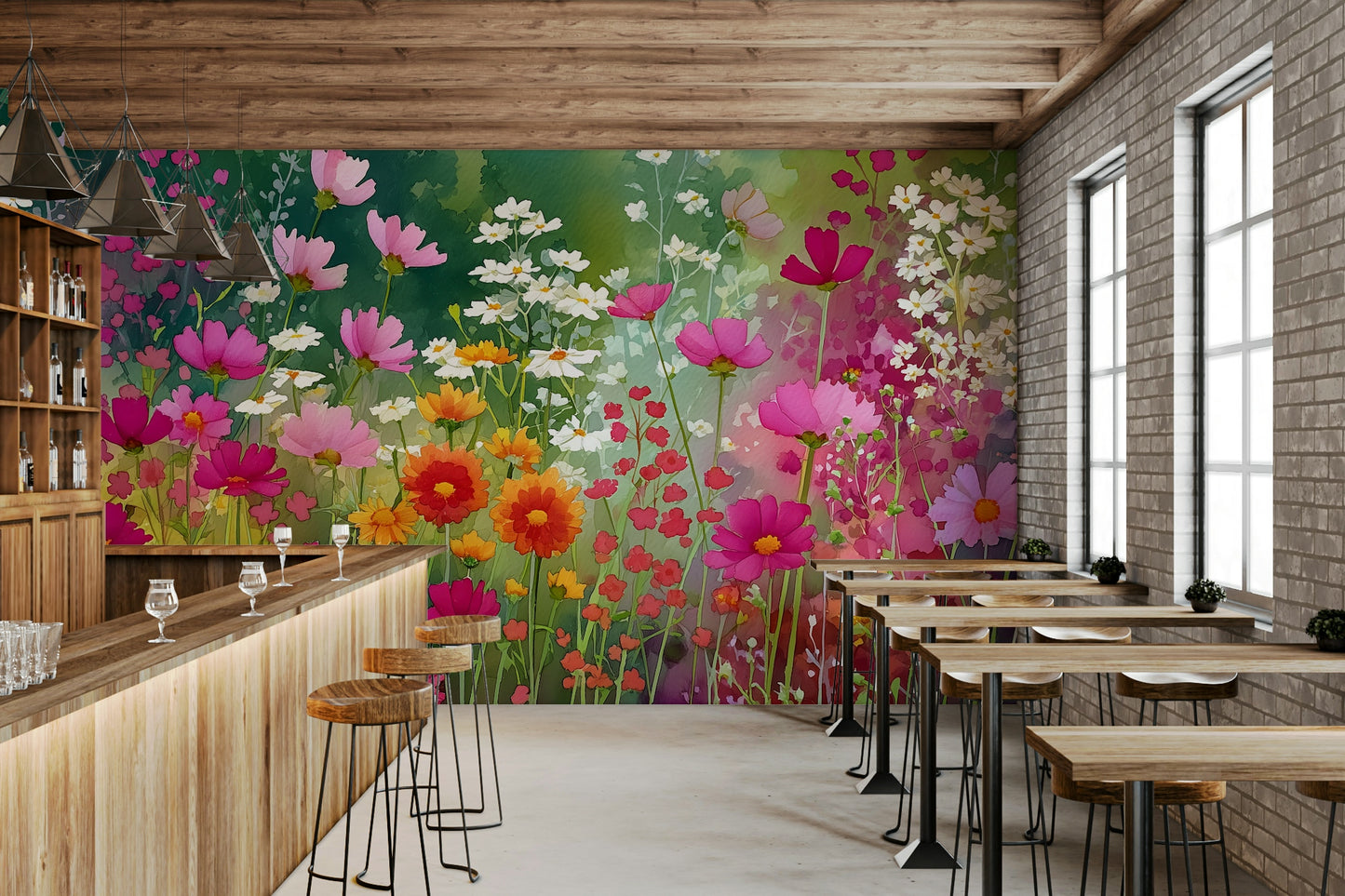 a painting of a wildflower field

