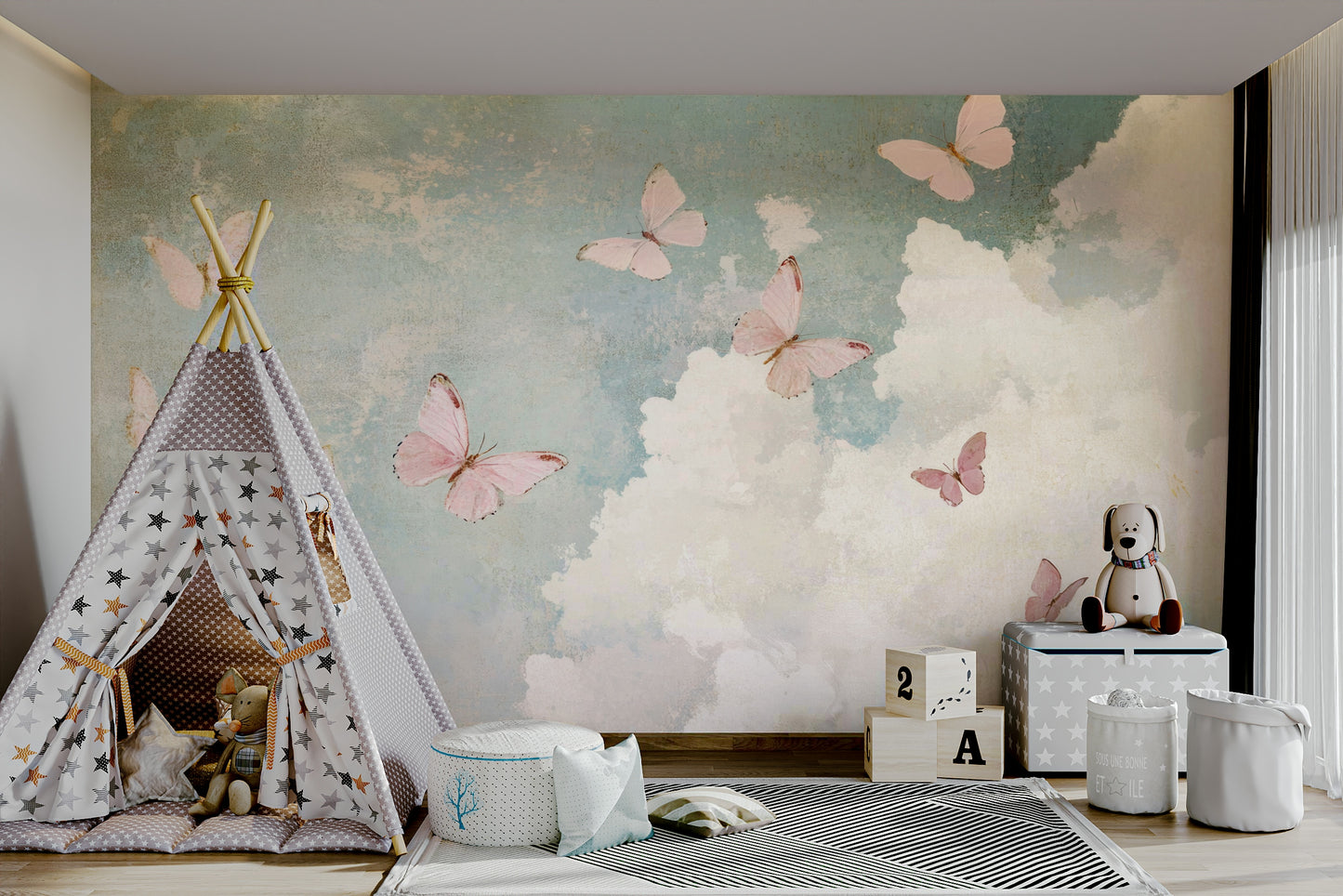 artistic butterfly and floral design

