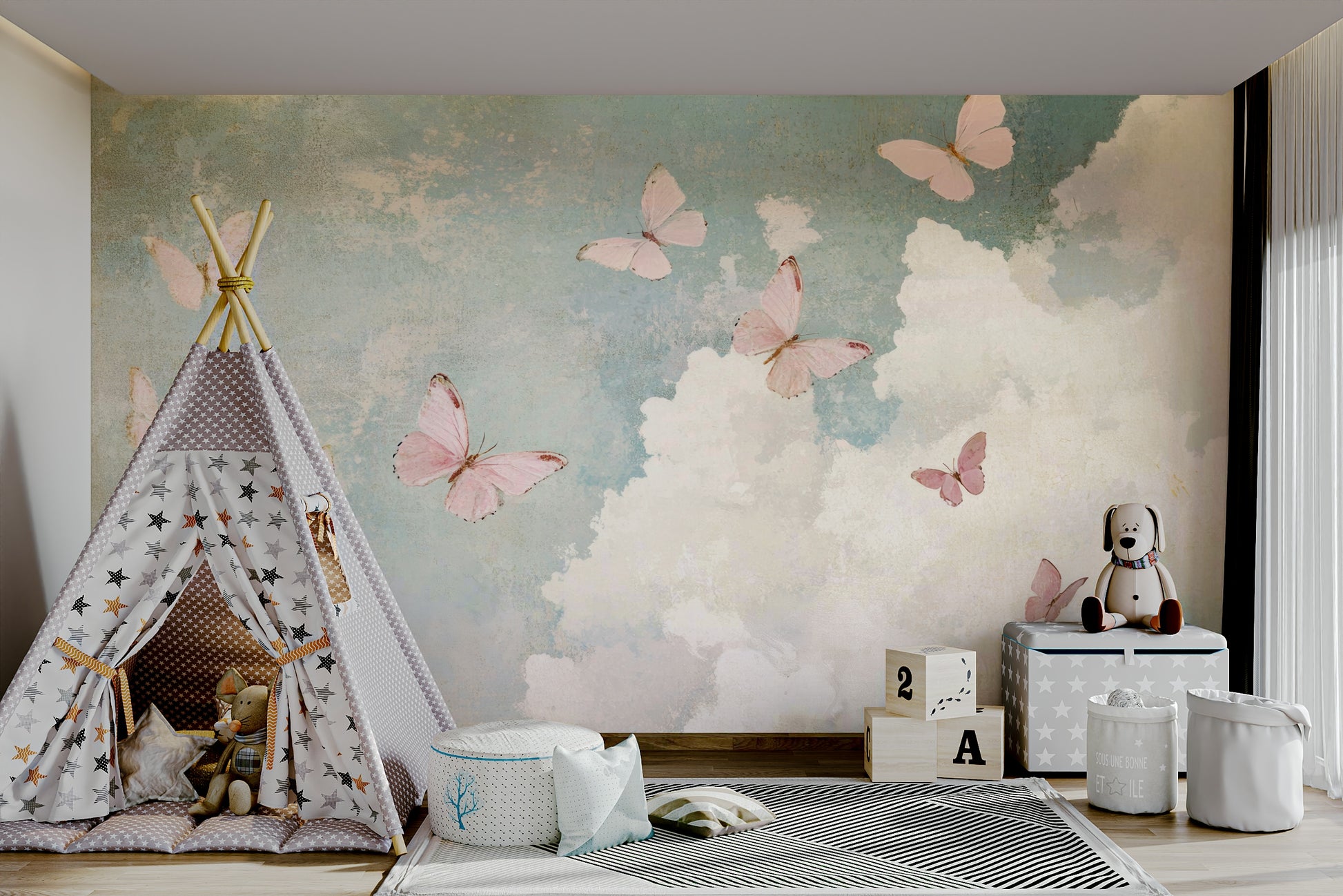 artistic butterfly and floral design

