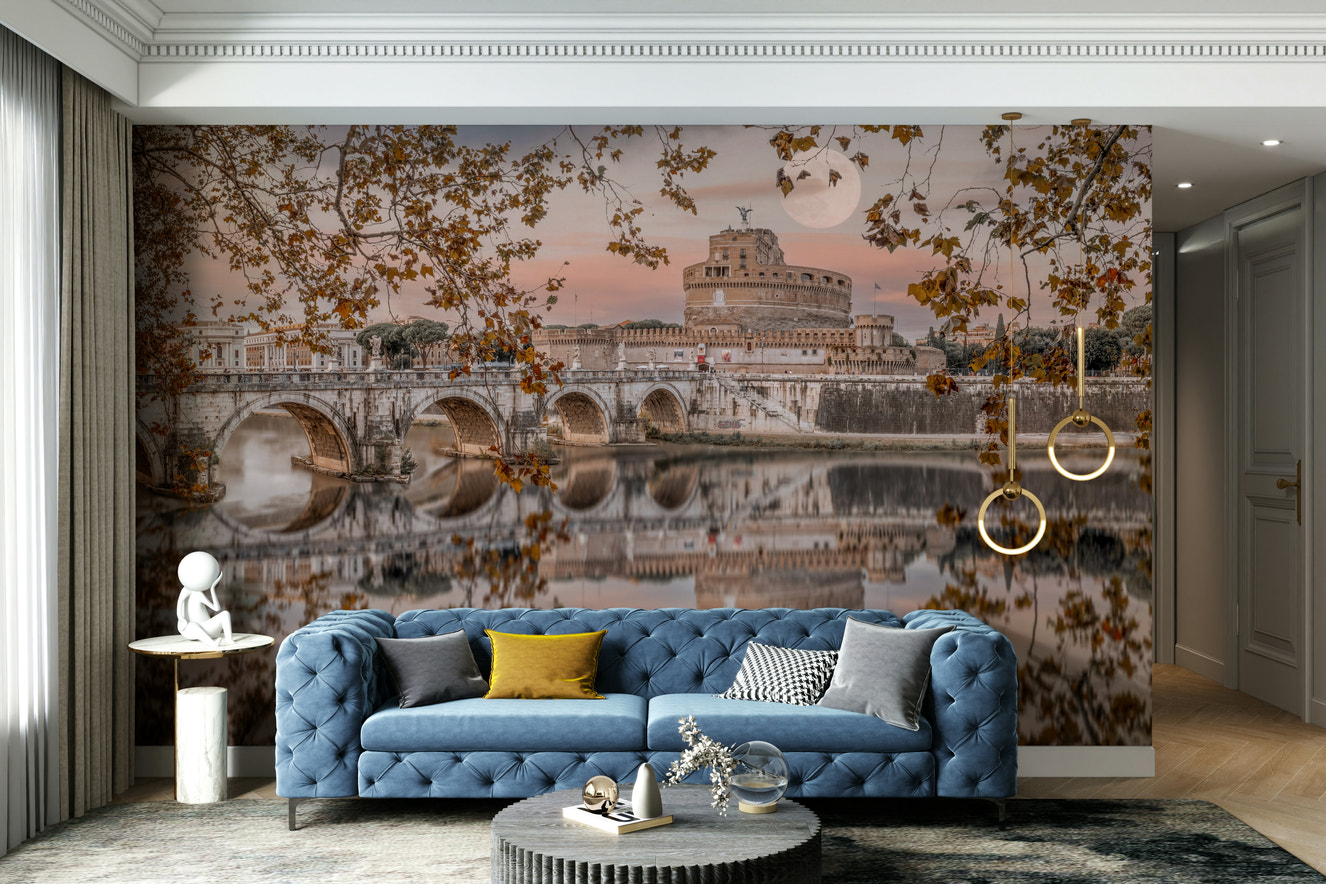 A wall mural of Castel Sant'Angelo in Rome.

