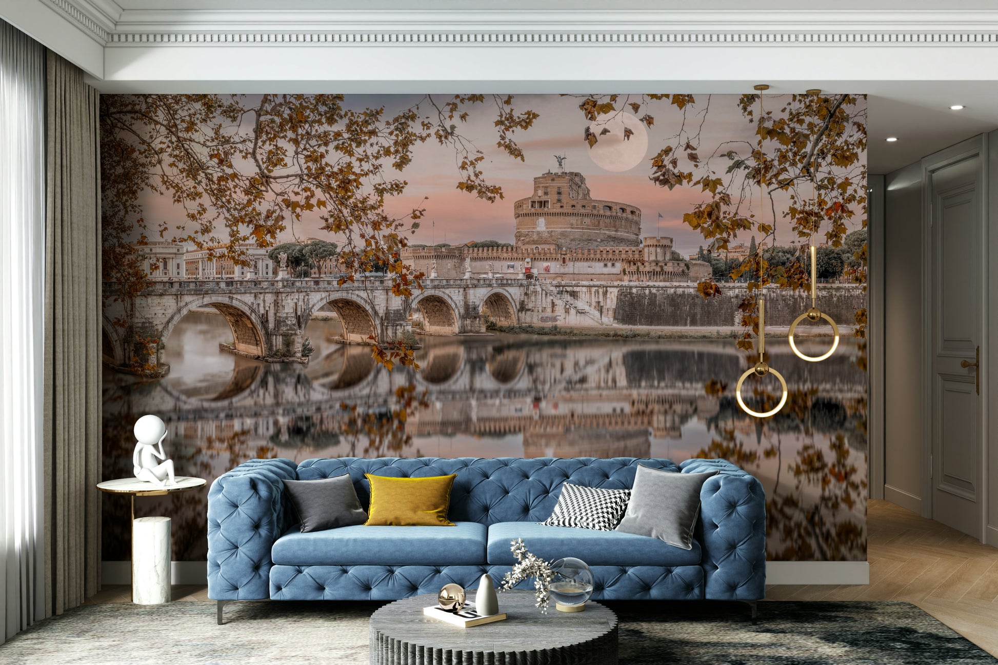 A wall mural of Castel Sant'Angelo in Rome.

