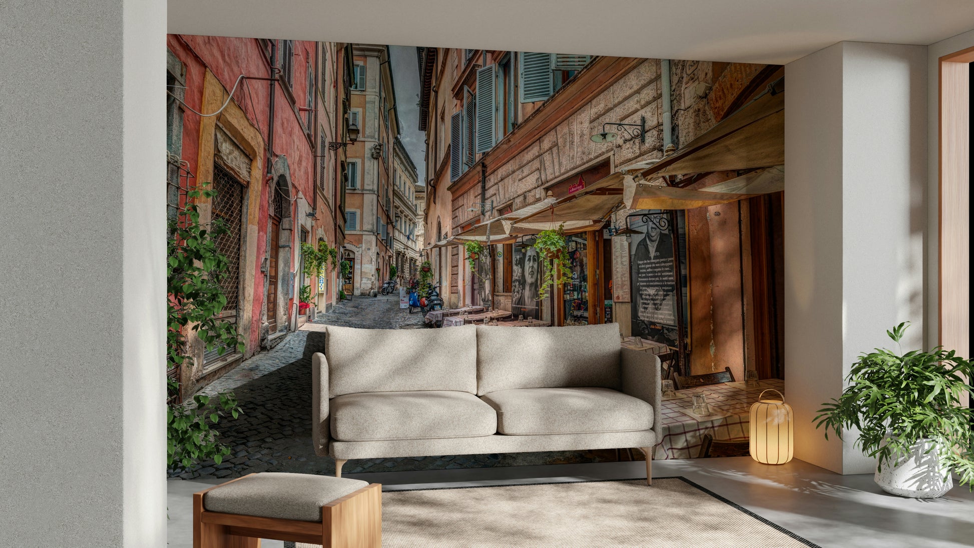 The street is made of cobblestones.

