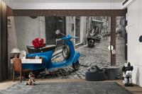 The mural gives a feeling of urban romance.

