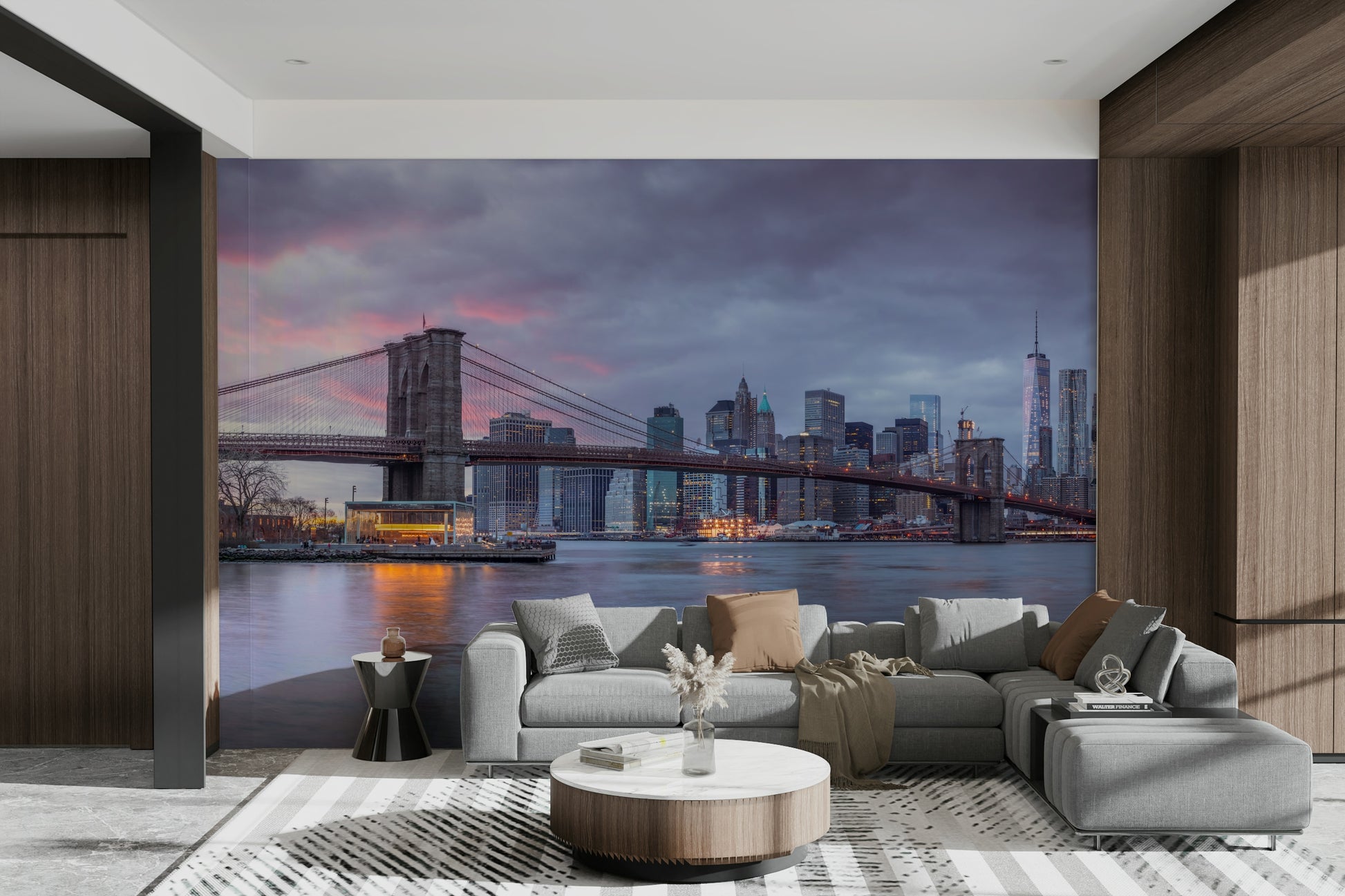 The city lights are just starting to glow.

