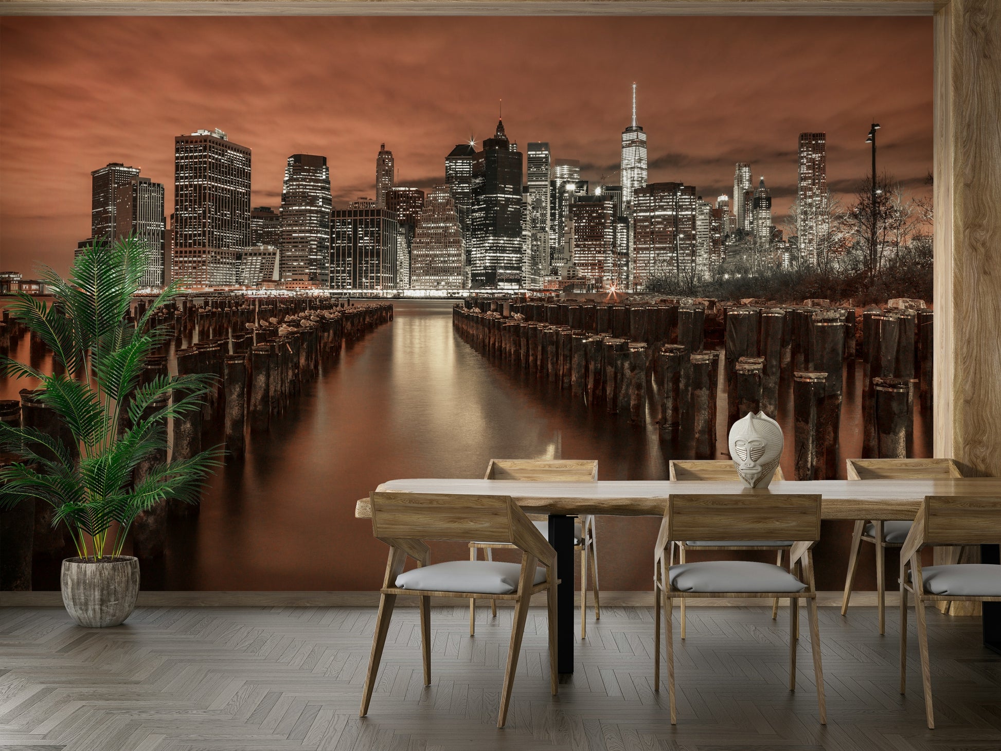 The image captures the famous New York cityscape.

