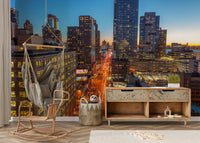 The buildings have modern architecture.

