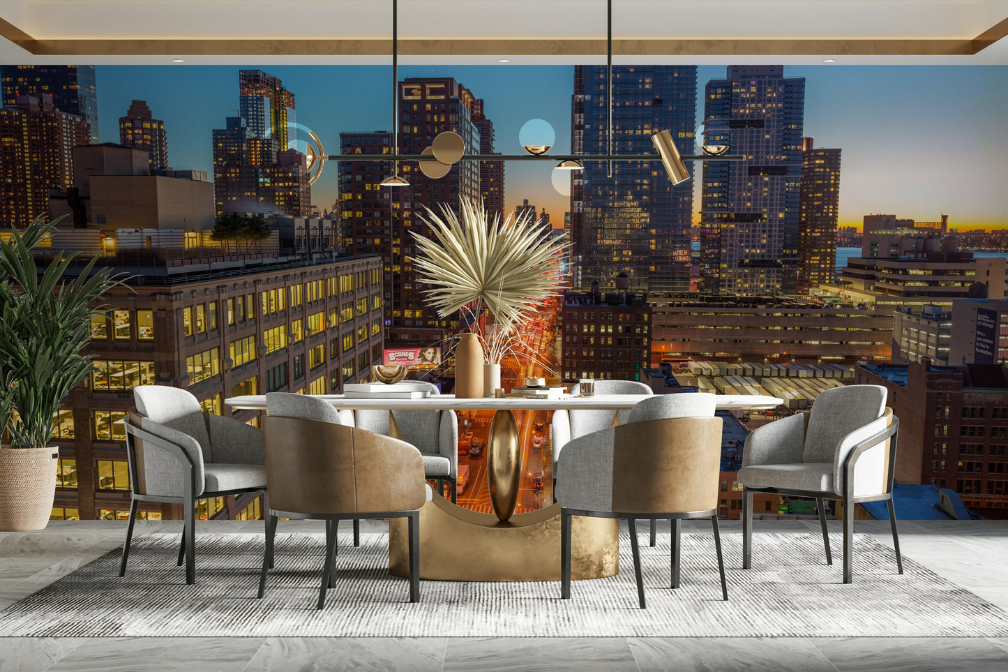 The photo is taken at twilight or dusk.

