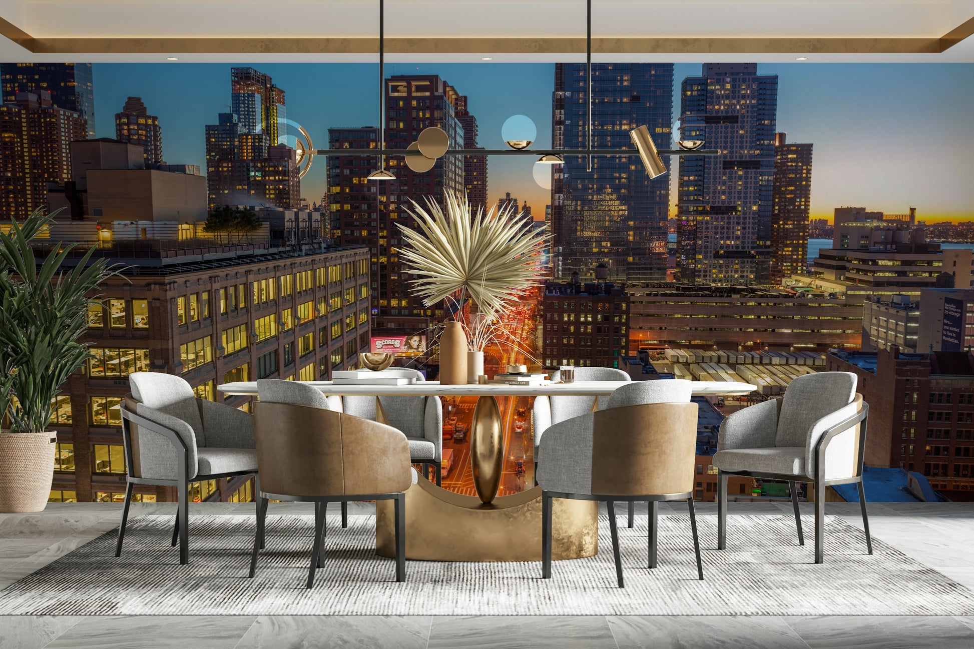 The photo is taken at twilight or dusk.

