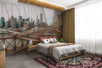 The view is from across a river, like the Hudson.

