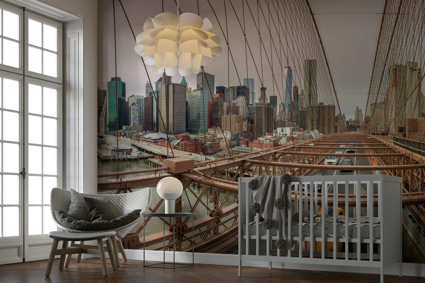 City lights are glowing from the buildings.

