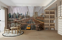 The mural gives a feeling of urban energy.

