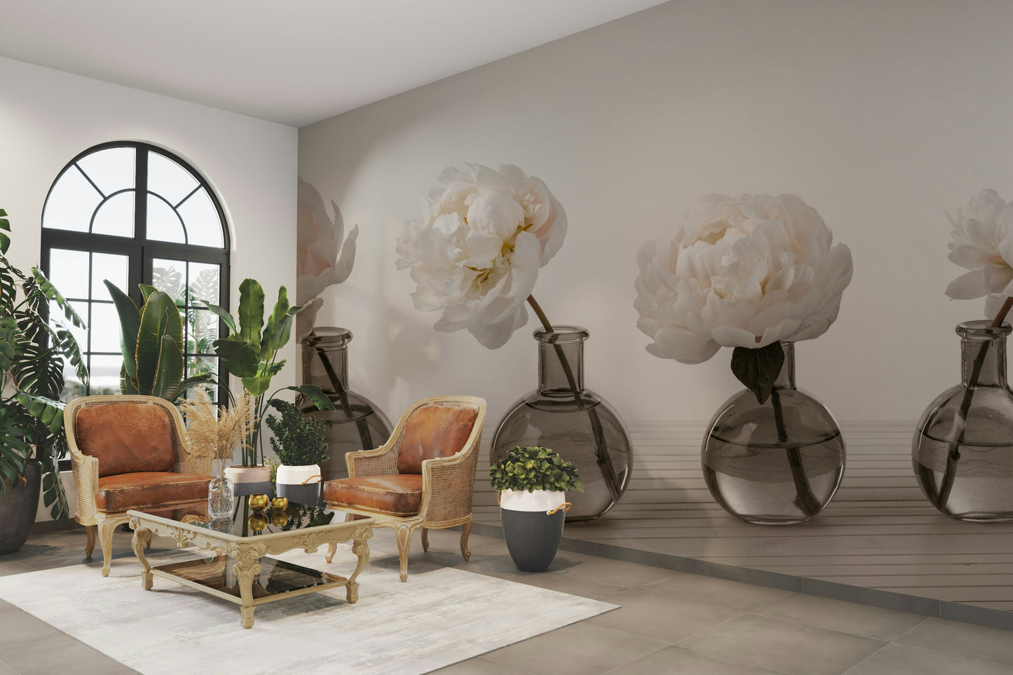 The flowers have a soft, blushing pink color.

