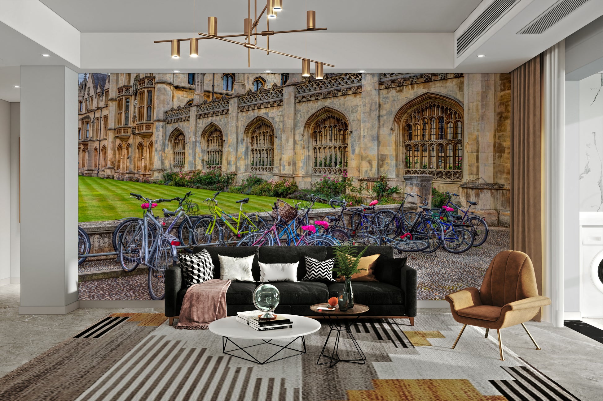 The mural gives a feeling of urban charm.

