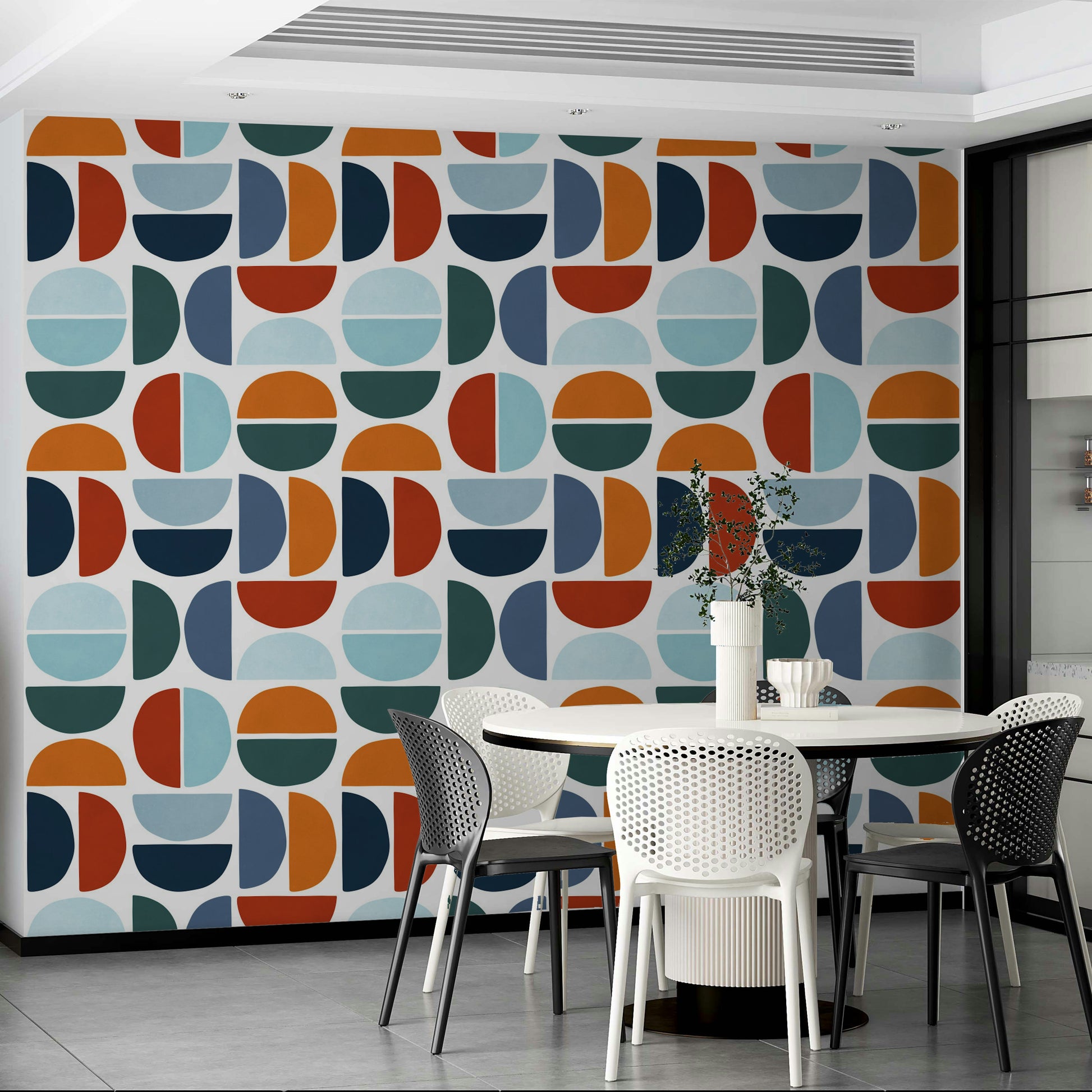 The color palette is retro and sophisticated, with colors like mustard and olive.

