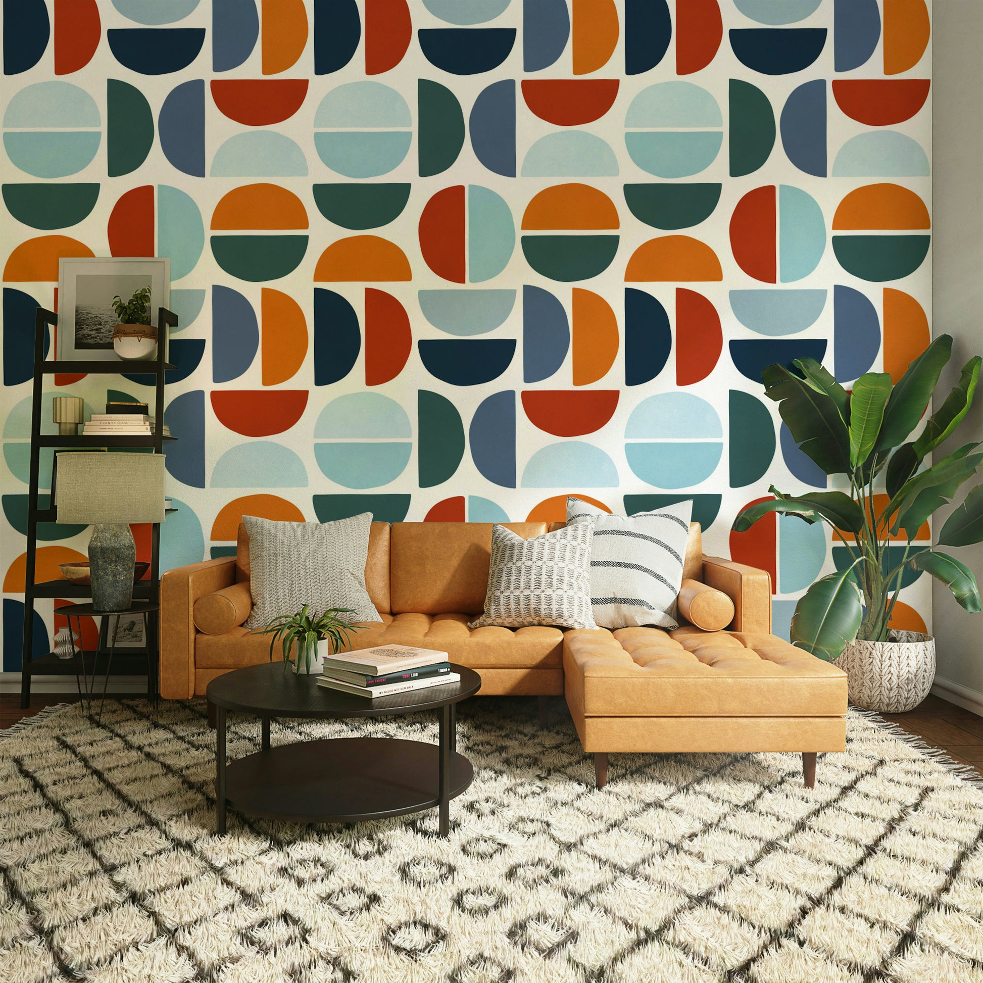 The pattern adds a sense of rhythm and visual interest to the space.

